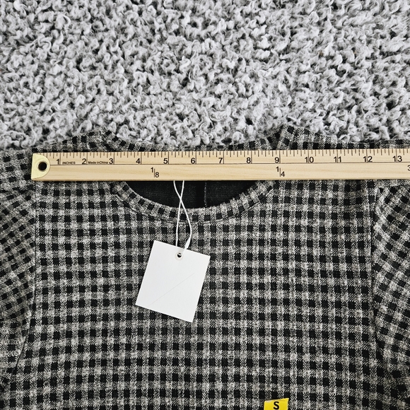 Pull&Bear Gray Checkered Plaid Mini Dress Small S Short Puff Sleeves 90s Grunge - Picture 6 of 12